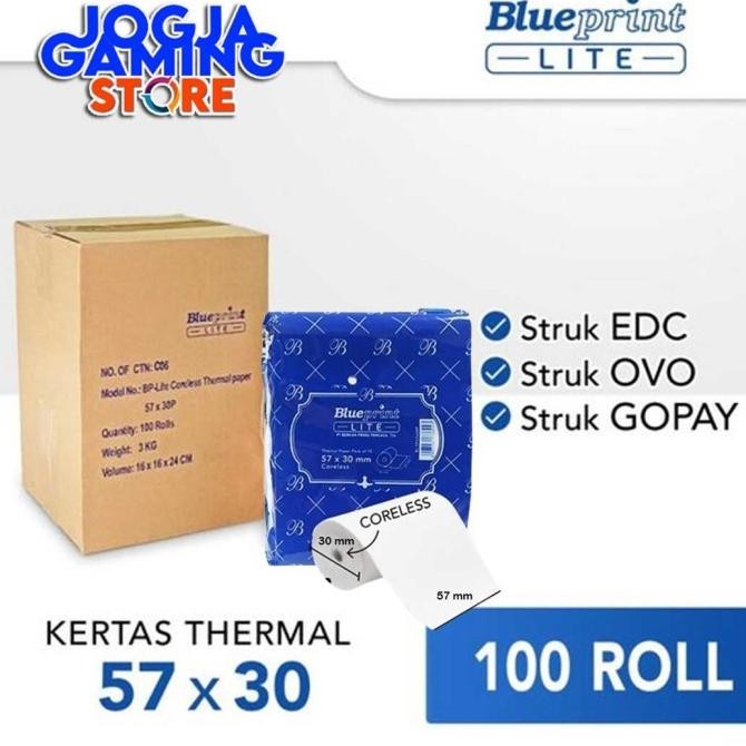 

Kertas Thermal Kasir Struk Edc Blueprint Lite 57X30 , 57 X 30 - 1 Dus Original Dan Terpercaya