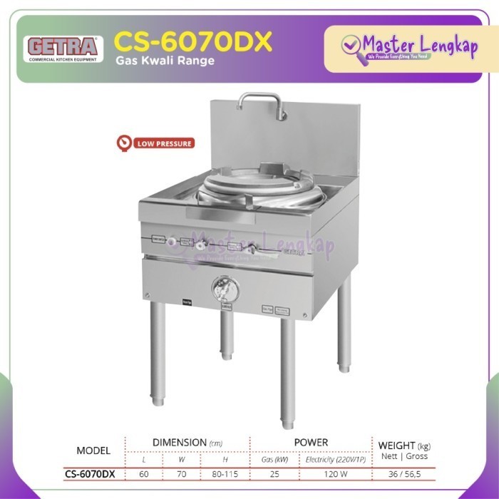Stok Terbatas Getra Gas Kwali Range 1 Burner With Blower Cs-6070Dx / Cs6070Dx / Cs 6070Dx