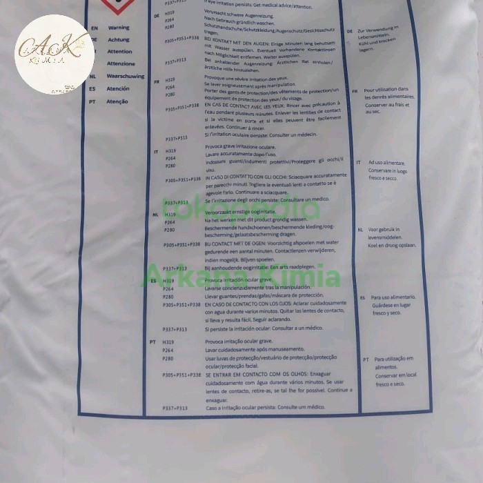 

Citrun/Asam Sitrat/Citrid Acid Monohydrate (Ex Weifang)-25Kg/Karung New