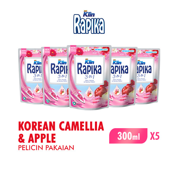 Rapika Pewangi Pakaian Korean Camellia & Apple 300 ml x5