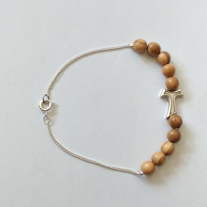 Produk Terbaik] Rosario Gelang Salib Tau Kayu Olive Rohani Katolik