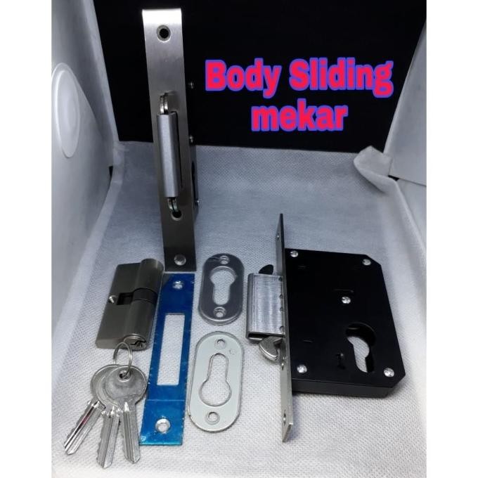 [ Rd ] Set Body Kunci Mortise Sliding Mekar Pintu Kayu Dengan Silinder Kunci