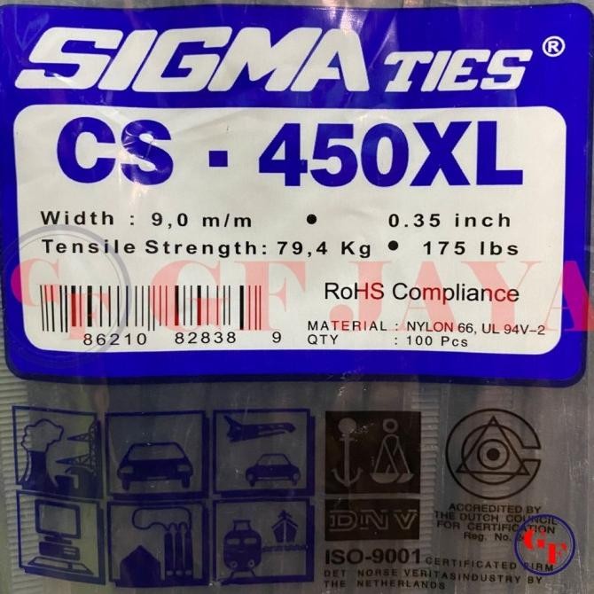 

BEBAS ONGKIR - Kabel Ties / Tis Sigma CS 450 XL / 45cm / 45 cm Hitam / Putih CS450XL