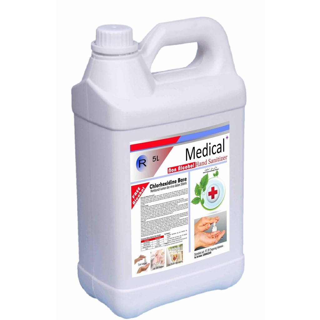 Hand sanitizer 5 Liter non alkohol tanpa Alkohol (chlorhexidine gluconate 0.21%) 2D232