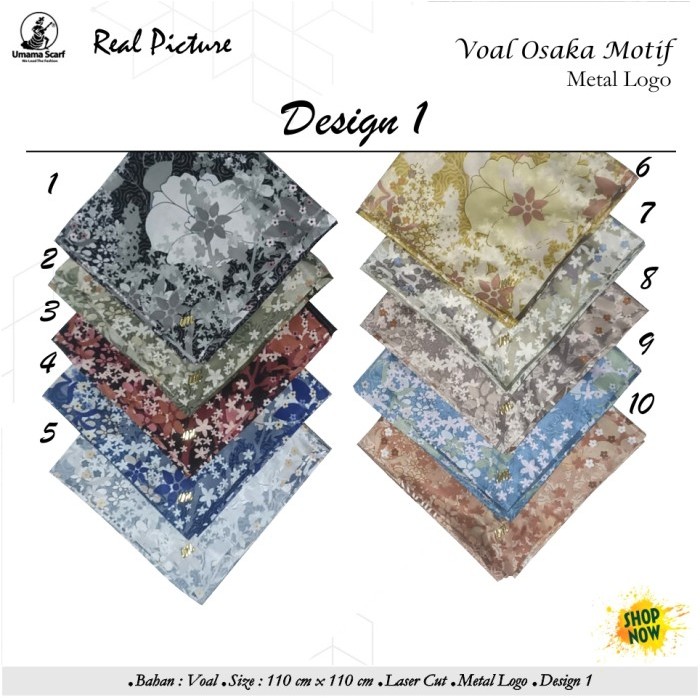 Jilbab Segi Empat Voal Osaka Metal Logo Laser Cut Design 1 By Umama