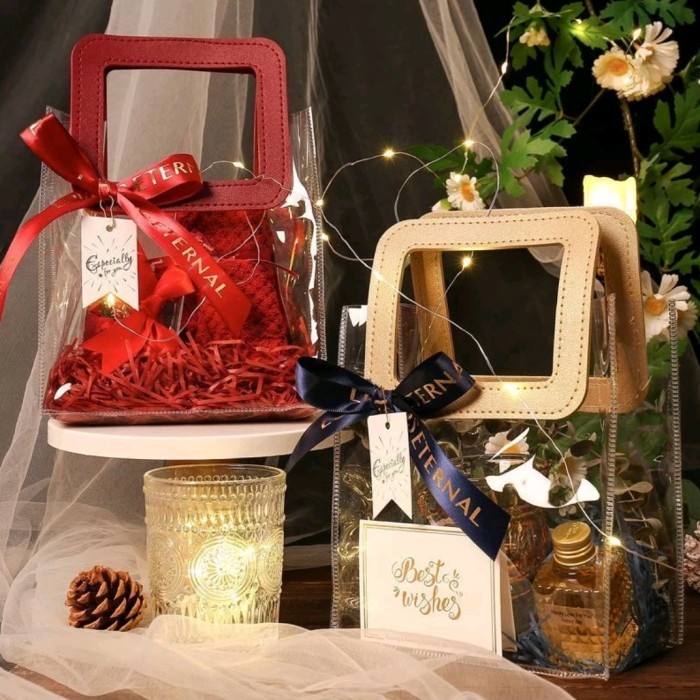 

( 10pcs ) Tas Mika PVC Bening Gift Bag Transparan Premium