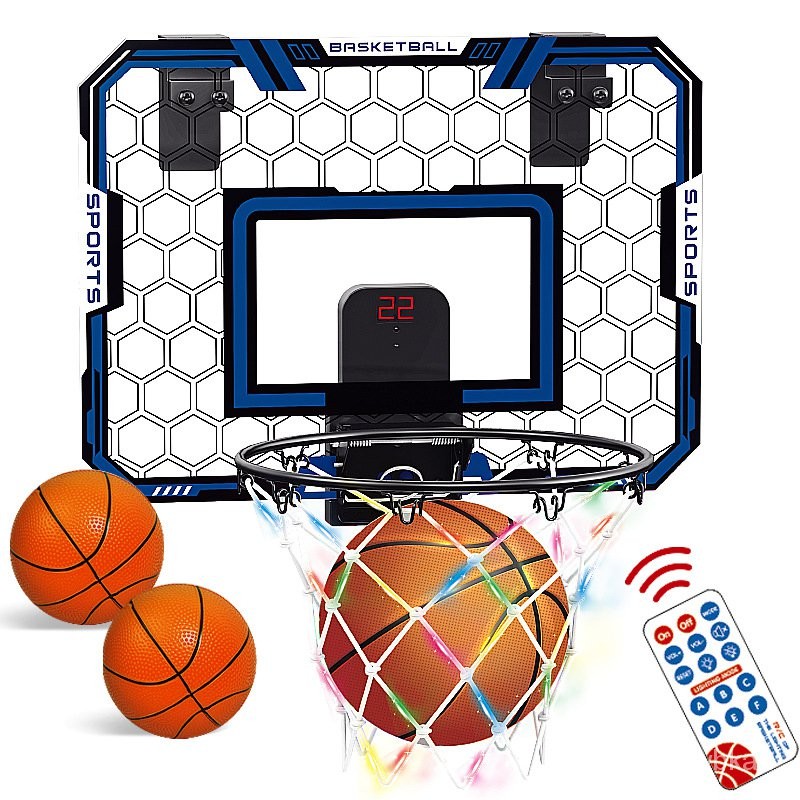 Basket Children'S Indoor Remote Control Light Scoring Foldable Basketball Hoop Household Basketball Toy Aujf
