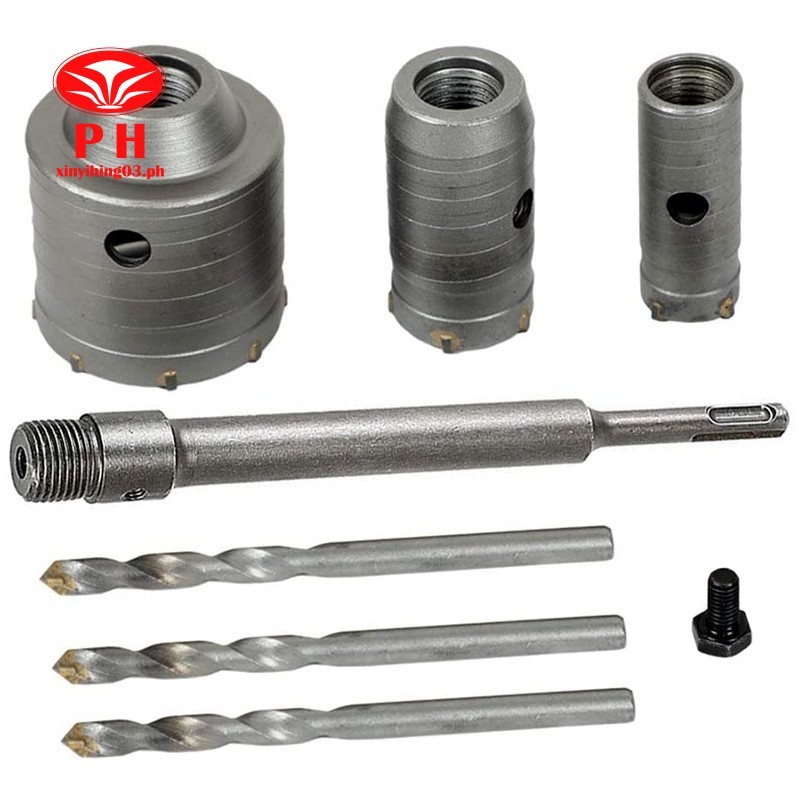 

Kit Gergaji Lubang Beton SDS Plus Shank Pemotong Lubang Dinding Set Mata Bor Semen (30, 40, 60mm), dengan Batang Penghubung 220mm |q9V1YFSd|
