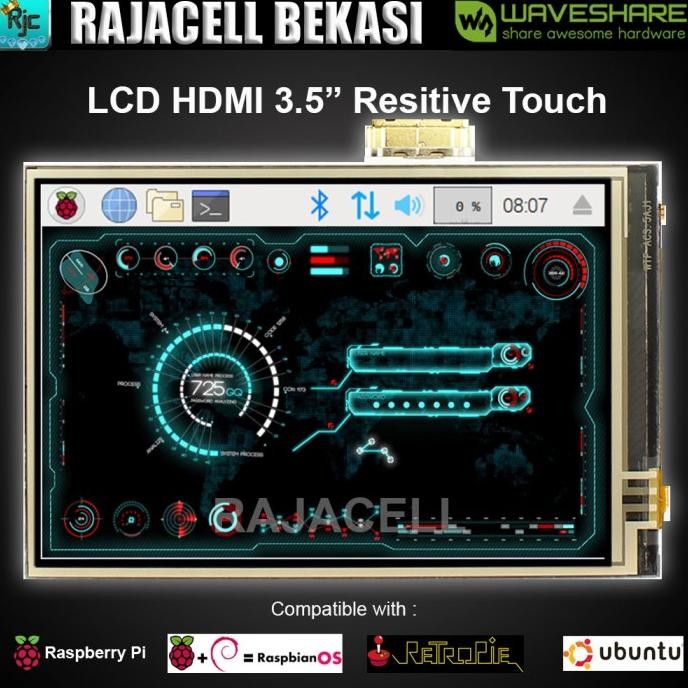 TERBARU - LCD WAVESHARE 3.5" 3.5 inch HDMI IPS LCD Touchscreen Raspberry Pi 3B +