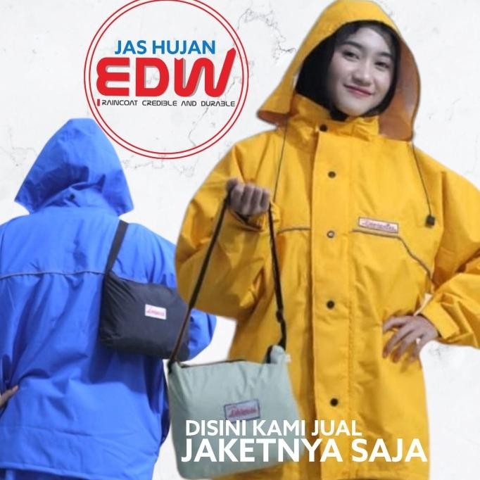 TERMURAH - Jaket Jas Hujan Edelweiss EDW Jaketnya Saja Bahan Taslan Balon
