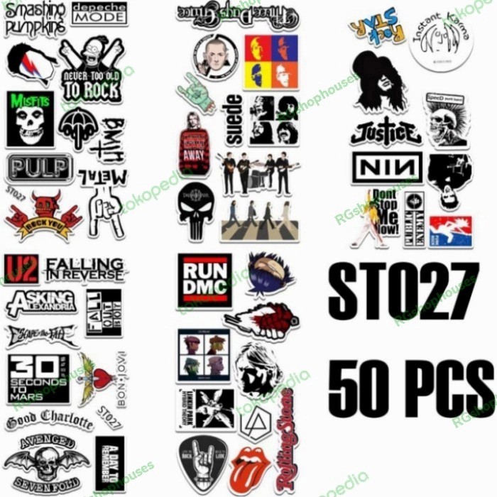 

sticker logo band metal rocker graffiti retro koper helm 50pcs