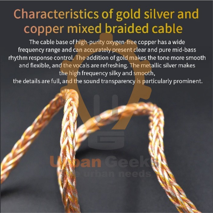 KZ Upgrade Cable Gold Silver Mixed Wired