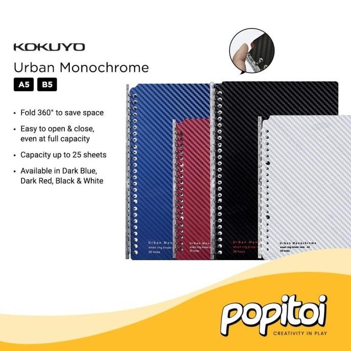 

TERMURAH - KOKUYO Urban Monochrome Smart Ring Loose Leaf Binder Notebook A5 B5