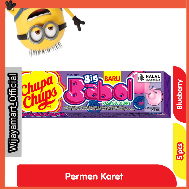 

Chupa Chups Big Babol Permen Karet Stik Rasa Bluberi 5 pcs