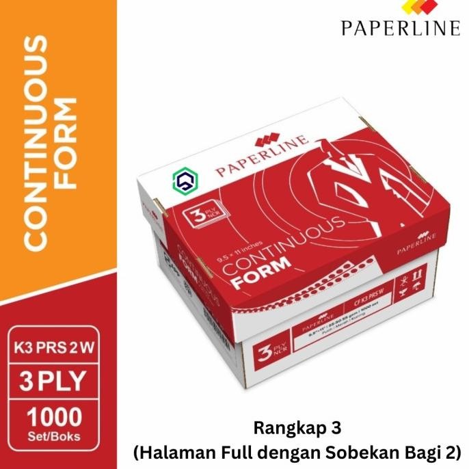 

TERLARIS - Continuous Form / Kertas Komputer Paperline 9.5 x11 3ply CF K3 W PRS