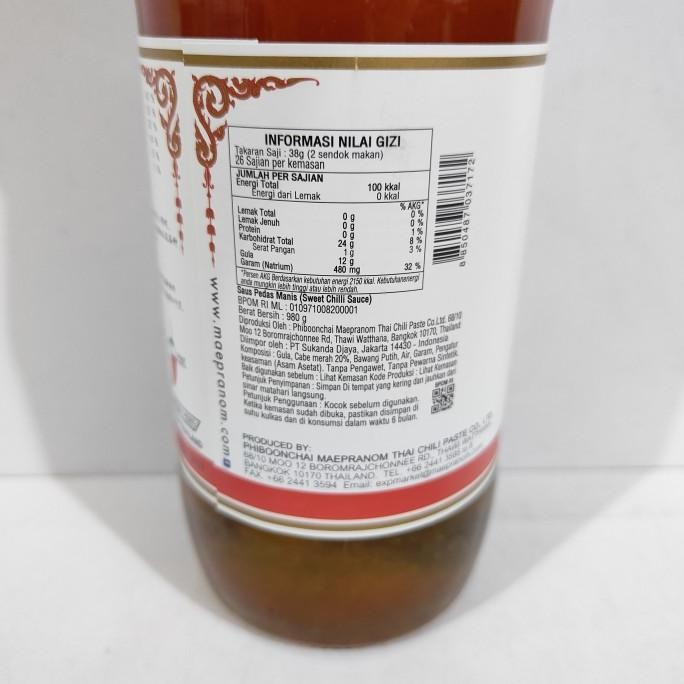 

Maepranom Sweet Chili Sauce 980gr - Saus Thai Pedas Manis Thailand PM