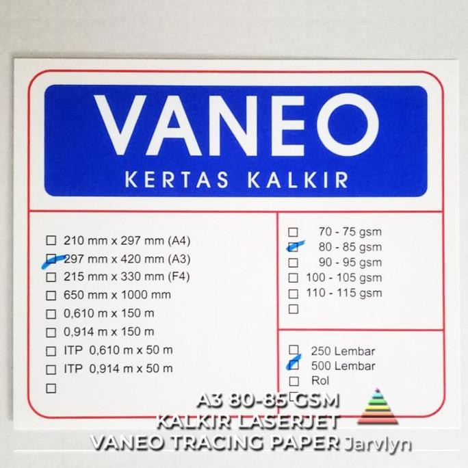 

TERLARIS - VANEO - Kertas Kalkir Tracing Paper A3 80-85 Gsm