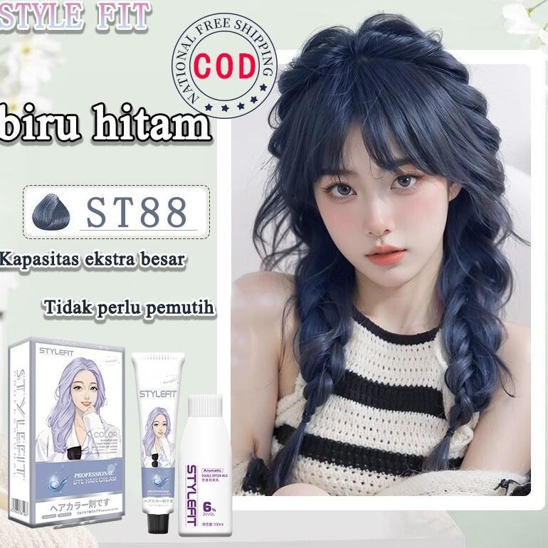 Cb - Style Fit Cat Rambut Ash Grey*200Ml Sari Tumbuhan Murni, Tidak Memerlukan Pemutihan, Pewarnaan 