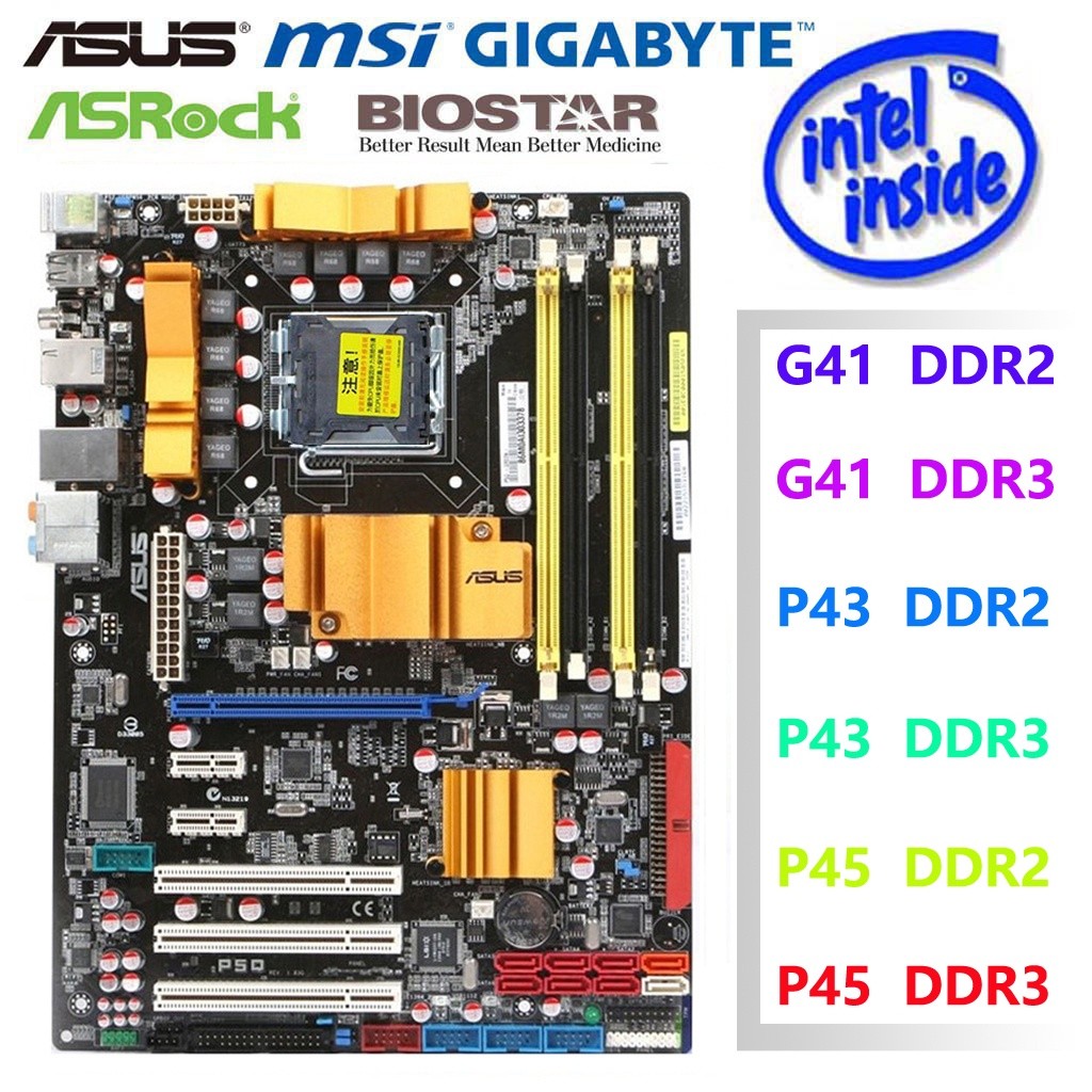 @@ASUS MSI Gigabyte P43 P45 Intel LGA 775 ATX + G41 Integrated graphics Micro 4G DDR2 1066/Single 4G