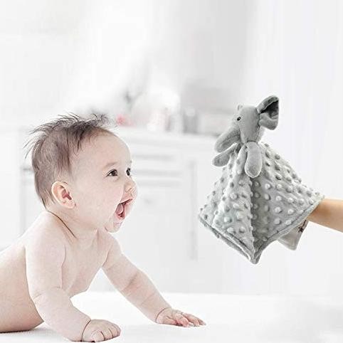 BORITAR Elephant Baby Security Blanket Soft Minky Dot Fabric
