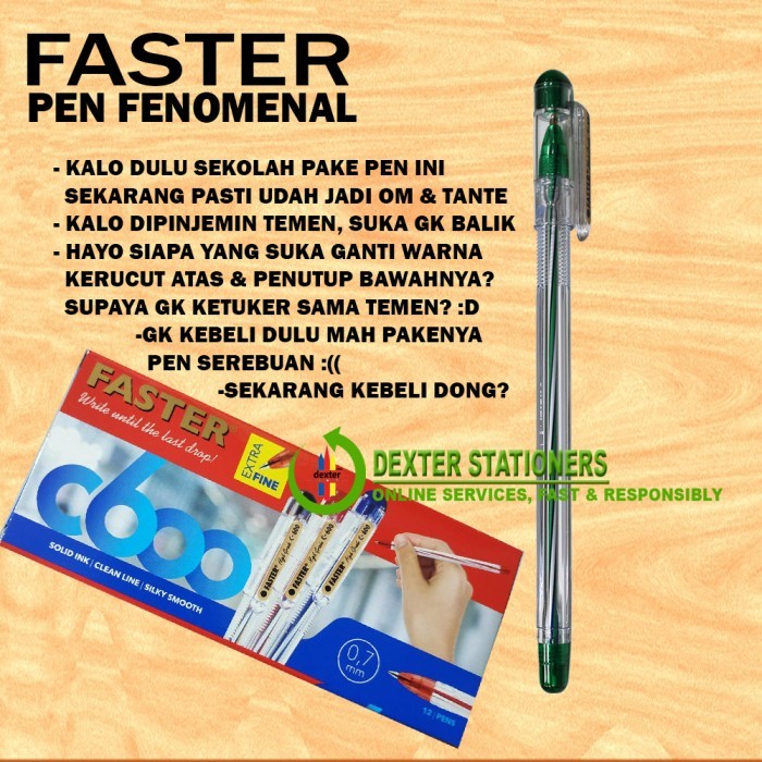 

Terbaru FASTER C600/ PEN FASTER C600/ PULPEN FASTER HITAM KANTOR DAN SEKOLAH 100% ori