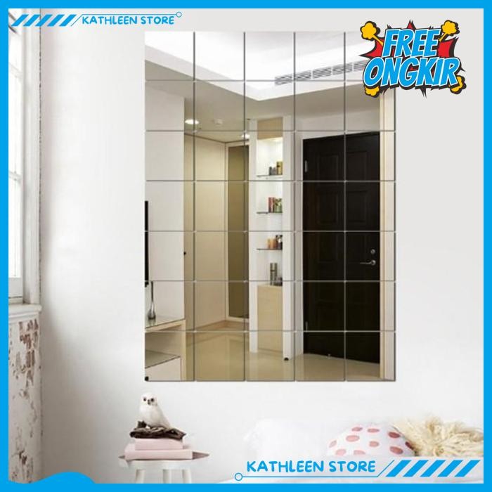 STIKER CERMIN KOTAK KACA DINDING AKRILIK ACRYLIC MIRROR STICKER 15CM KATHLEEN STORE BIG SALE 