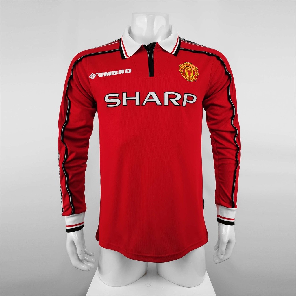 Jersey Lengan Panjang Retro MU Home Jersey Sepak Bola Vintage 1998-99 |2E1ACA86|