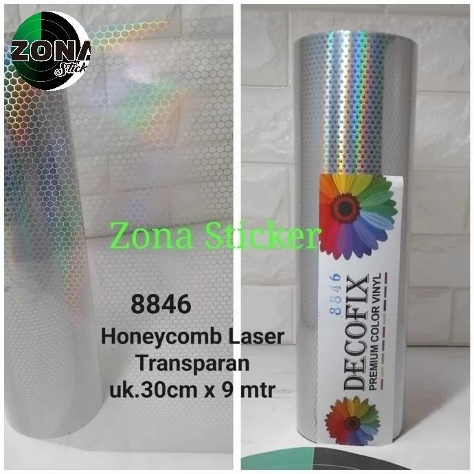 

NEW Sticker Decofix Honeycomb Laser / Sticker Transparan Sarang tawon 11cm x 11cm x 32cm