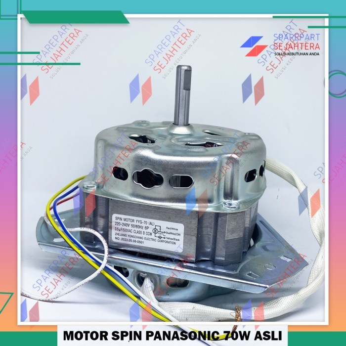 DINAMO MOTOR SPIN PENGERING MESIN CUCI PANASONIC 2 TABUNG 10 - 14 KG 70 WATT ASLI ORIGINAL AS 10MM