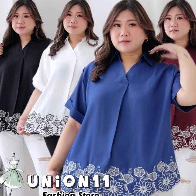 JUMBO BLOUSE WANITA SHAKILA BORDIR BUNGA LD 130