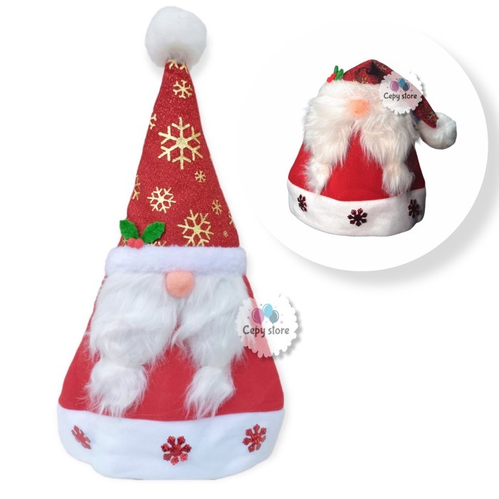 

NEW! 6131-10 Topi Natal Motif Santa Claus Kumis / Topi Merry Christmas - Santa Kumis C Limited
