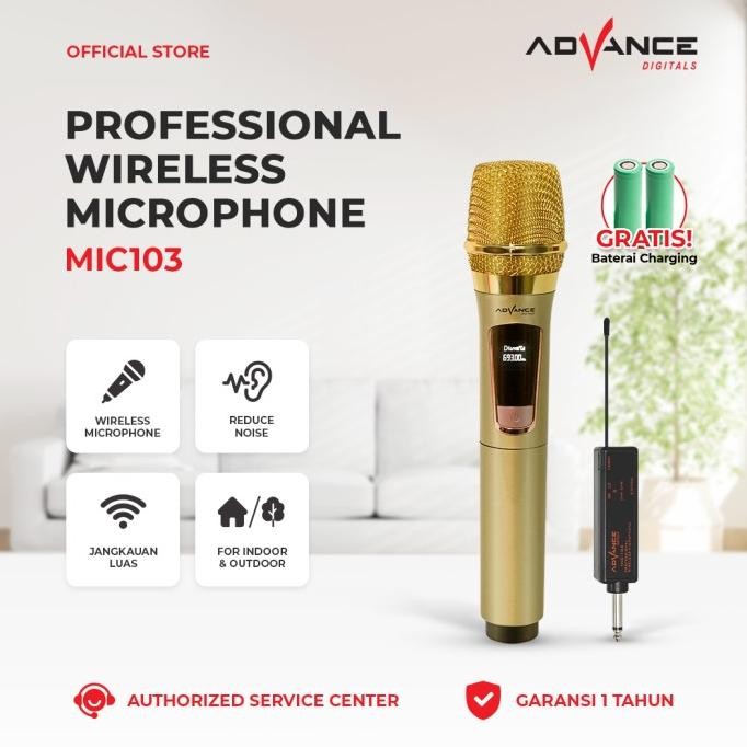 Microphone Advance Mic-103 Profesional Mic Wireless Bisa di Charger