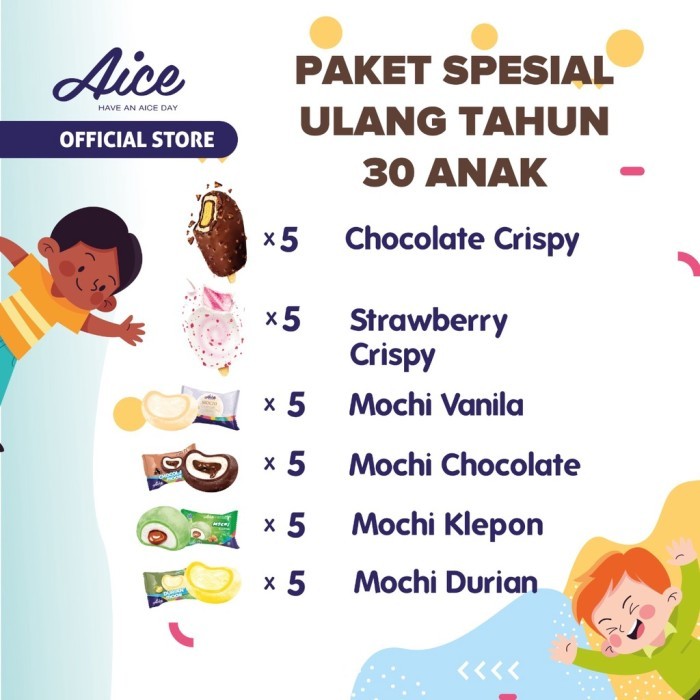 

Aice Ice Cream Paket Special Ulang Tahun Es Krim Eskrim 30 Pcs Terbaru