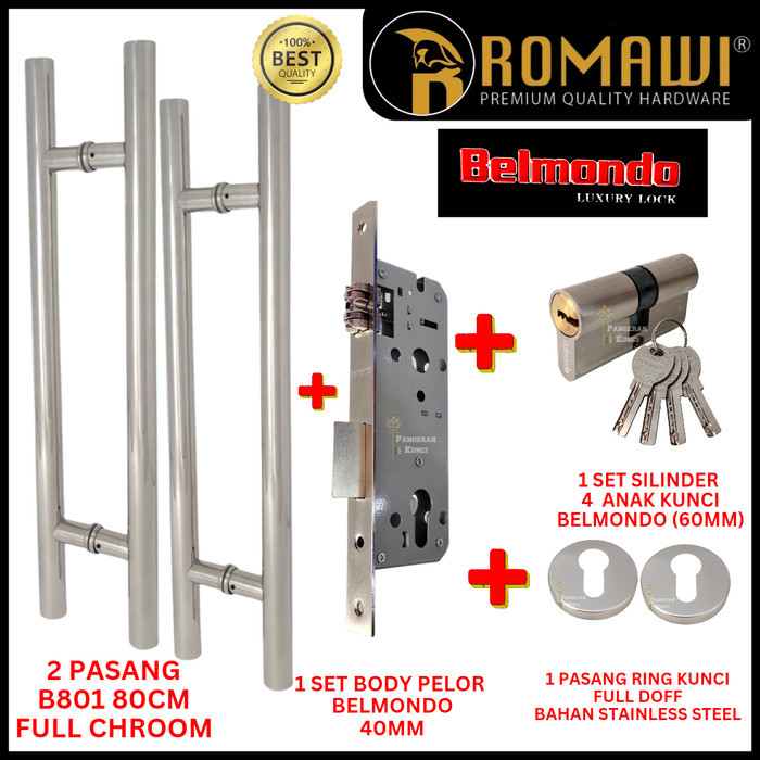 anyar PULL GAGANG HANDLE PINTU KACA BULAT STAINLESS DEKSON BLACK B801 80 CM