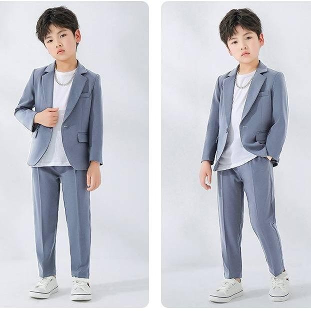 BAJU SETELAN JAS ANAK COWOK ABU HITAM BLAZER KIDS PESTA KONDANGAN BARU LJ