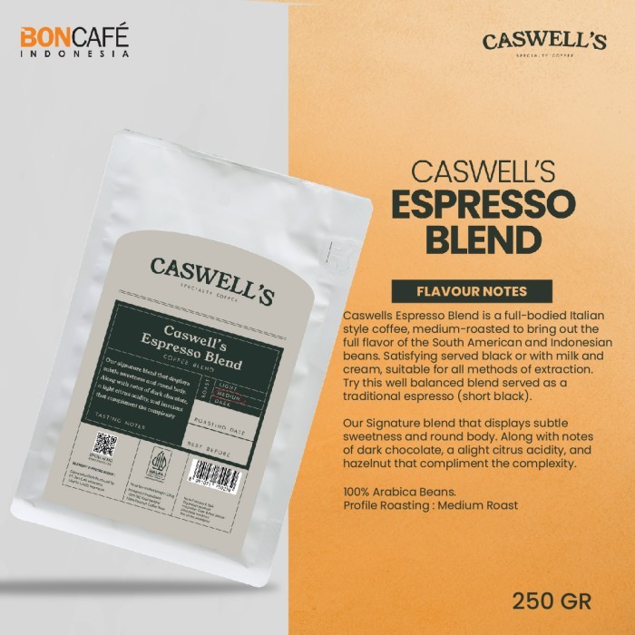 

Caswells Espresso Blend 250 Gram / House Blend Coffee / Kopi / Arabica Barangbaru