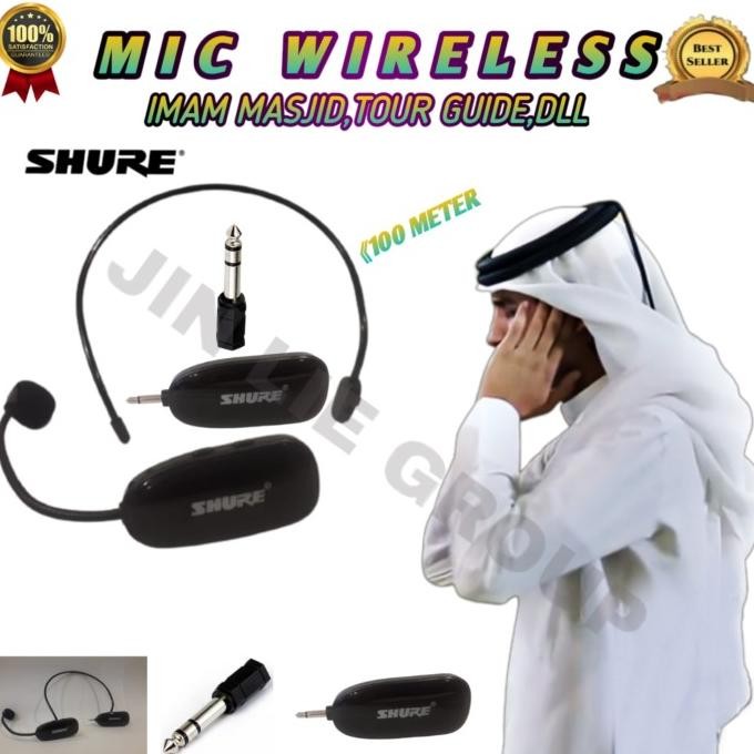 MIC SHURE SH 02 WIRELESS BANDO CLIP ON IMAM MASJID