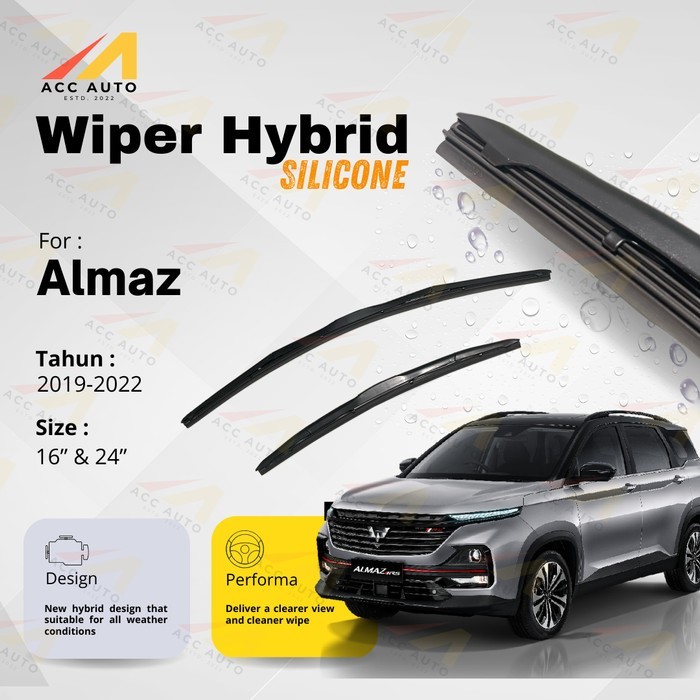 Wiper Frameless Mobil Wuling Almaz Karet Kaca Silicon Hybrid KipasKaca