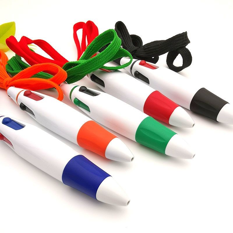 

Lanyard Pena Tekan Portabel, Pena Bolpoin Multiwarna