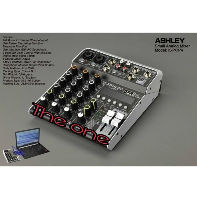 mixer audio usb bluetooth soundcard ashley kpop4 / kpop 4 original