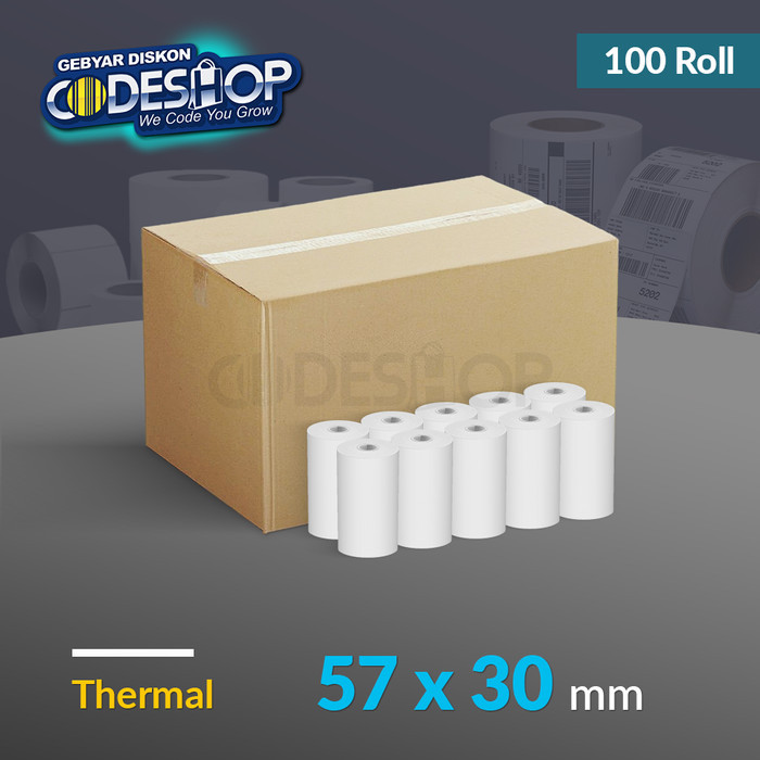 

(1 Dus) Kertas Struk Kasir Thermal 57 X 30 Mm Coreless Printer 58Mm Terbaru