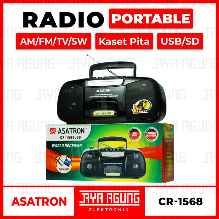 Promo Radio Jadul Kaset Pita Tape Asatron Cr 1568 1569 Usb Sd Mp3 Player Fm