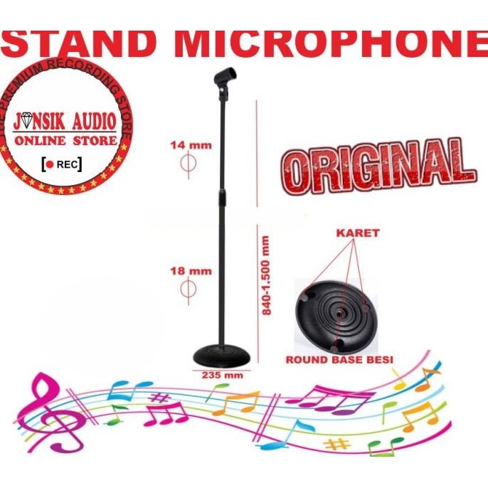Stand Microphone Lantai / Stand Mic Bulat / Stand mic Besi