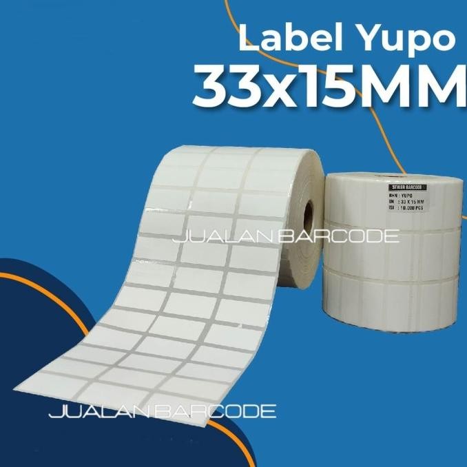 

TERMURAH - KERTAS STICKER LABEL BARCODE YUPO 33X15 3 BARIS ISI 10 RB