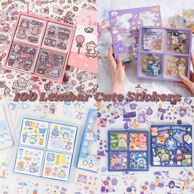 

100 LEMBAR STICKERS /BOX Sticker Lucu Stiker Deco Tahan Air Girl Cute