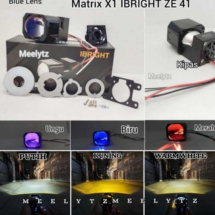 TERMURAH - Projector Biled ZE41 Premium Biled Matrix X1 IBRIGHT Plus Devil  plus kipas  1,5 INC All 