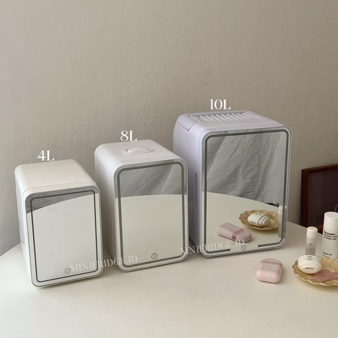 TERMURAH - Skincare Mini Fridge / Kulkas Kosmetik Mini - Mirror LED 8L dan 10L