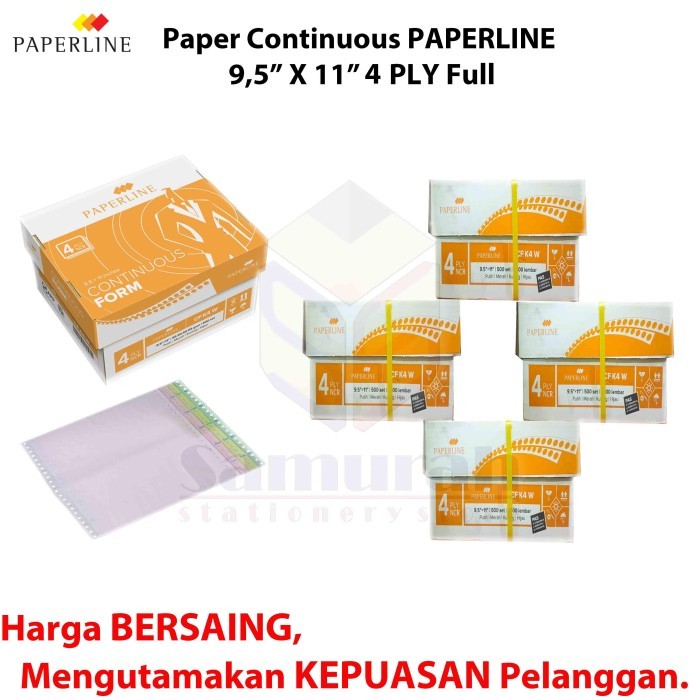 

Kertas Continuous Form Paperline 9,5 X 11 K 4 Ply Warna Full / Bagi 2 Terbaru
