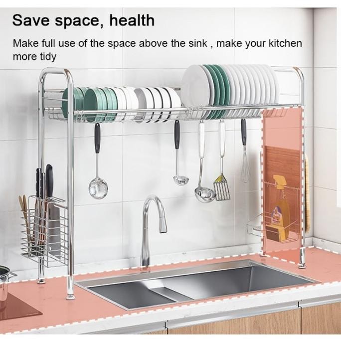 Rak wastafel cuci piring Stainless Steel Rak Dapur Rak Piring besar TMA