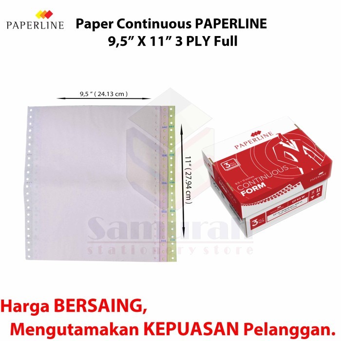 

Kertas Continuous Form Paperline 9,5 X 11 K 3 Ply Warna Full / Bagi 2 Diskon